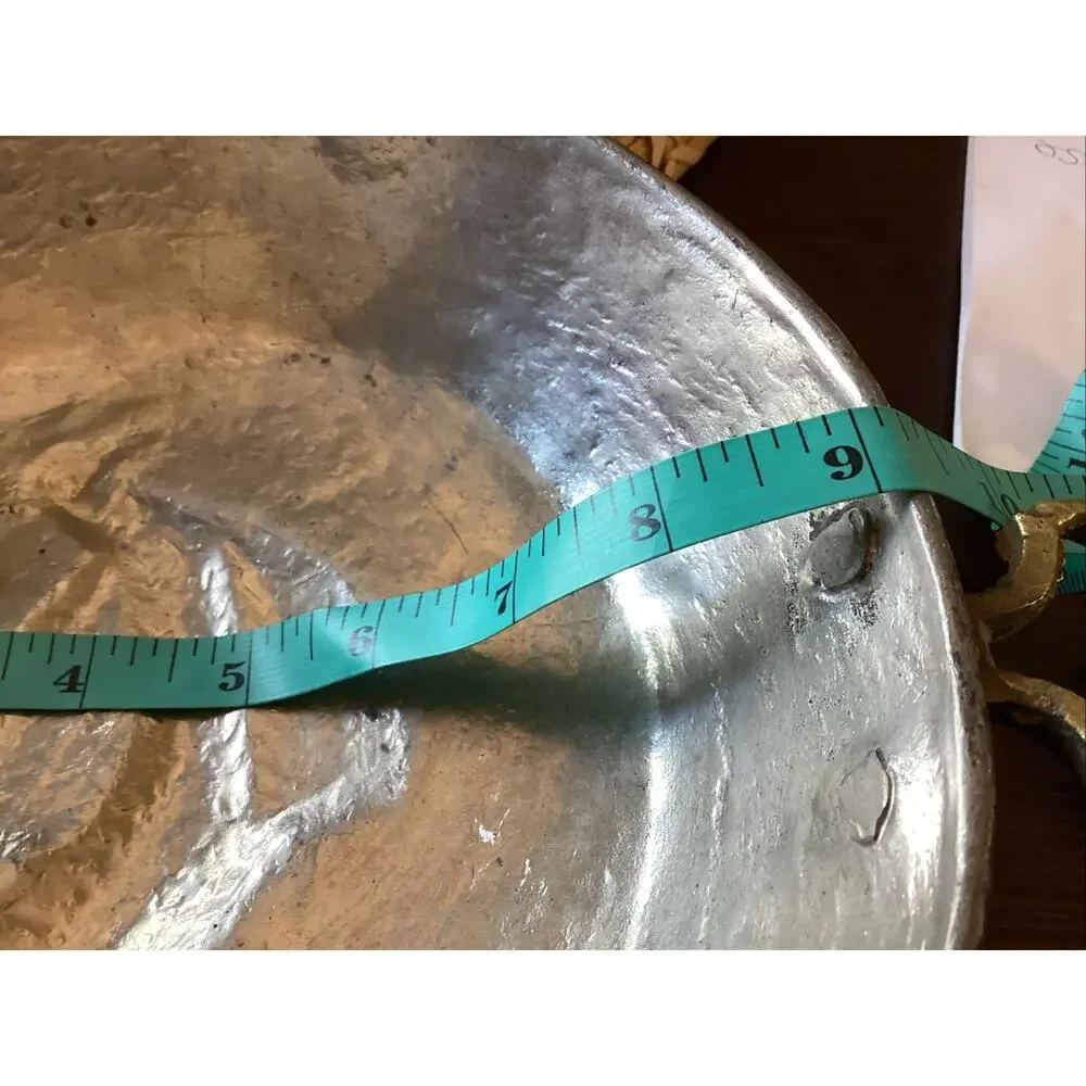 Antique hammered Tinned Copper brass handle primitive Bird Pan 9x 2